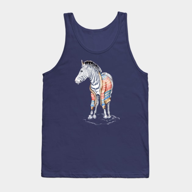 Winter Zebra in Sweater Tank Top by Goosi